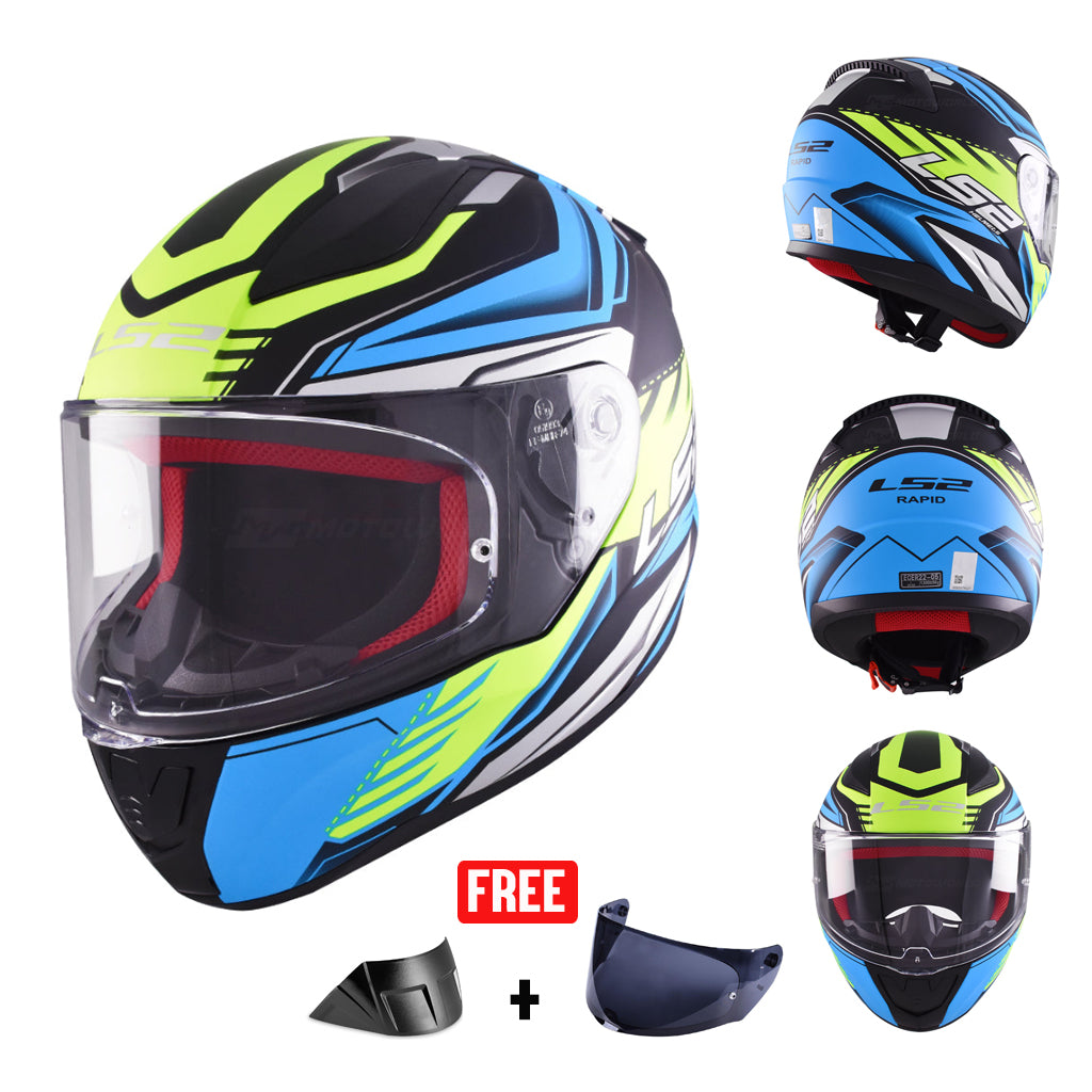 LS2 FF353XV RAPID MOTORCYCLE FULL FACE HELMET W/ FREE VISOR