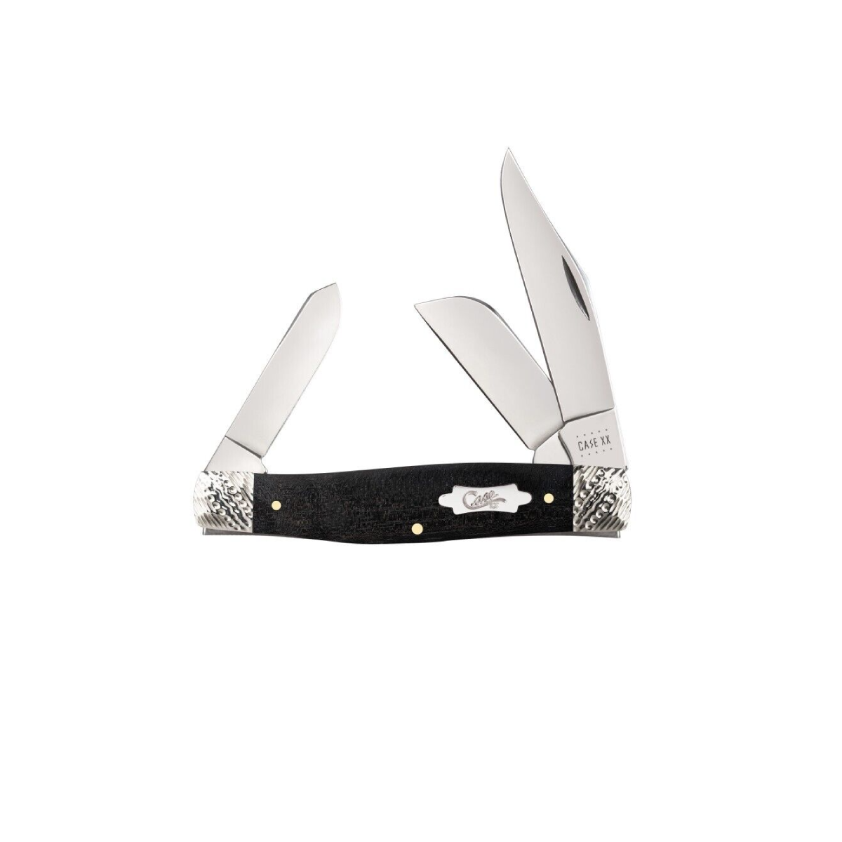 CASE KNIVES WORKED BOLSTER EBONY WOOD LARGE STOCKMAN