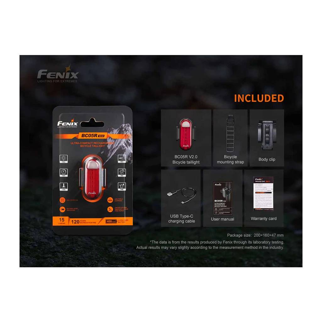 FENIX BC05RV2.0 RECHARGEABLE BIKE TAIL LIGHT