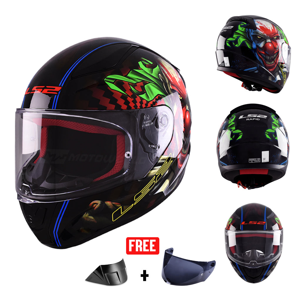 LS2 FF353 RAPID MOTORCYCLE FULL FACE HELMET W/ FREE SPOILER & VISOR