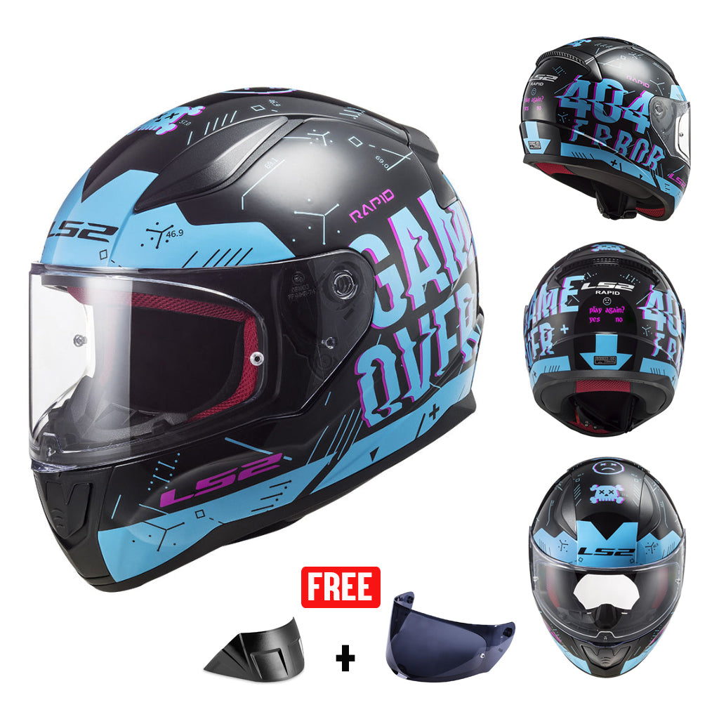 LS2 FF353 RAPID MOTORCYCLE FULL FACE HELMET W/ FREE SPOILER & VISOR