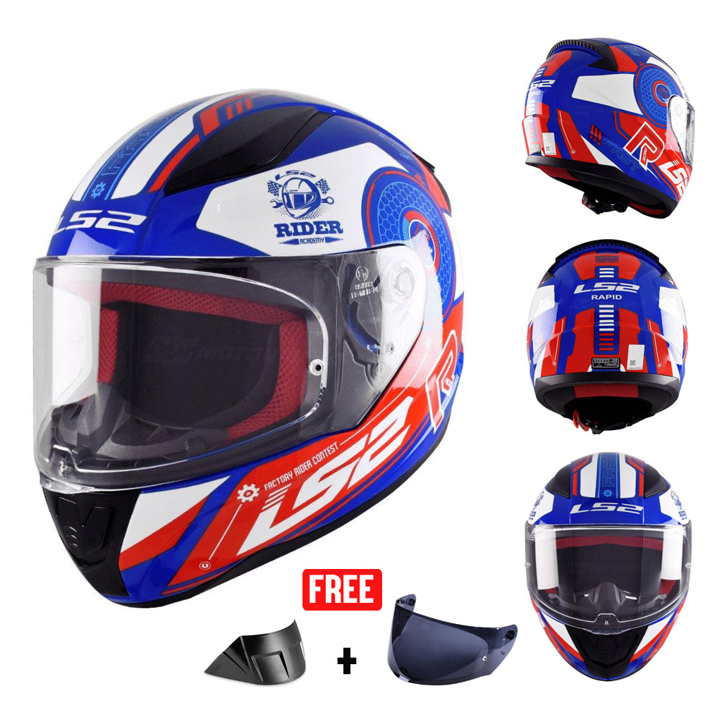 LS2 FF353 RAPID MOTORCYCLE FULL FACE HELMET W/ FREE SPOILER & VISOR